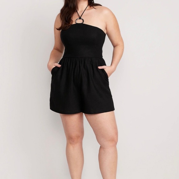 Old navy linen blend halter romper XL - Picture 1 of 2